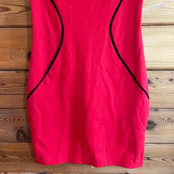 Express Bodycon red dress with black piping size 0 - Picture 6 of 9